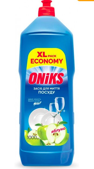 Oniks засіб д/миття посуду 1000гр зелене яблуко пл.Ніка